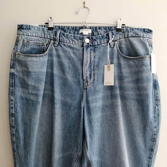 NWT Good American Plus Size Good Petite 90s Mid Rise Baggy Straight Jeans 18 - Picture 5 of 16